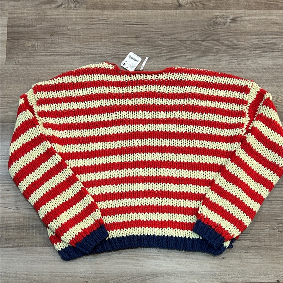 Free People Striped Red and Cream Sweater BNWT size Small - Picture 4 of 4